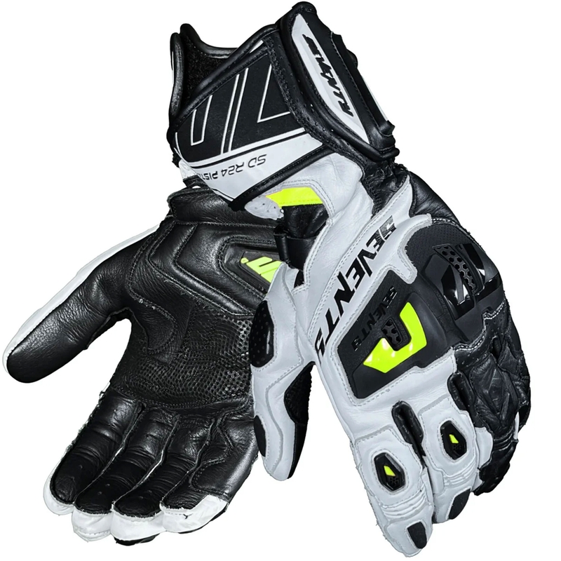 Rękawice motocyklowe Seventy Degrees SD-R24 Pista w kolorze biało-czarno-fluo-żółtym