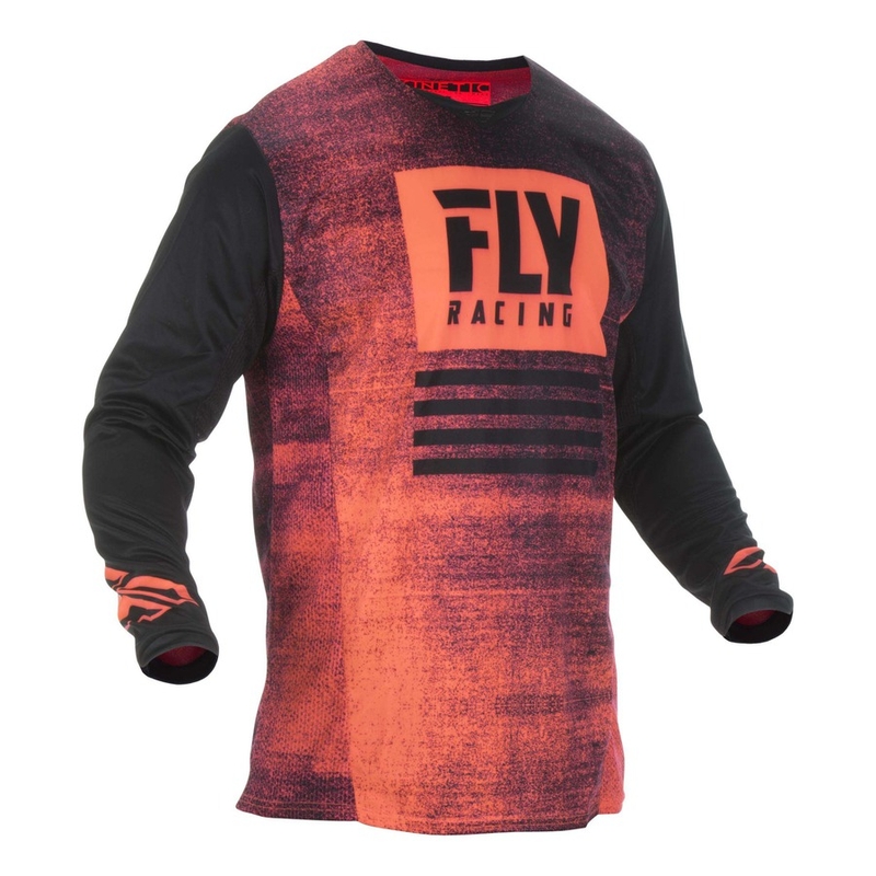 Motocrossowa koszulka FLY Racing Kinetic NOIZ 2019 - USA czarno-fluo czerwona wyprzedaż