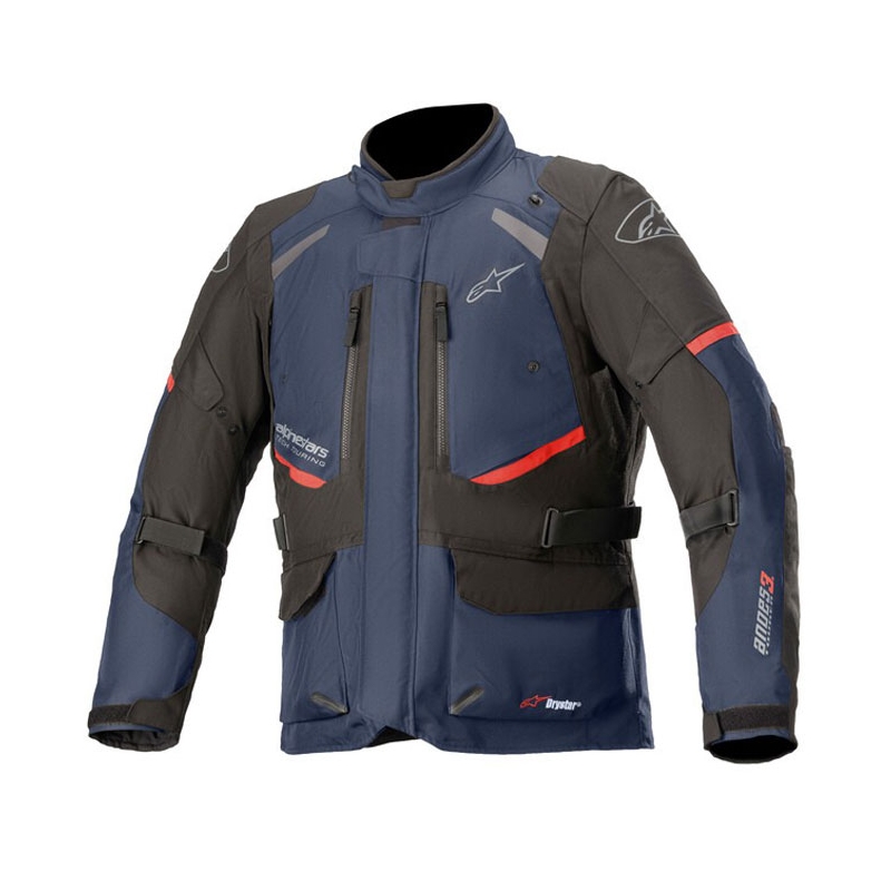 Kurtka motocyklowa Alpinestars Andes Drystar w kolorze ciemnoniebieskim, czarnym i czerwonym