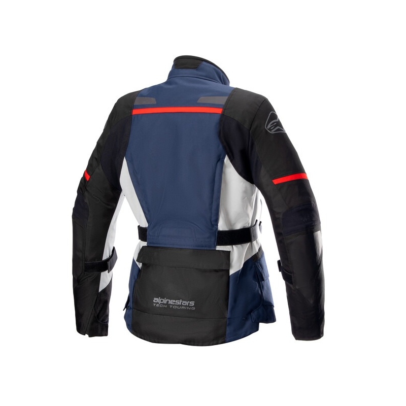 Kurtka motocyklowa damska Alpinestars Stella Andes Drystar w kolorze ciemnoniebieskim, czarnym, jasnoszarym i czerwonym