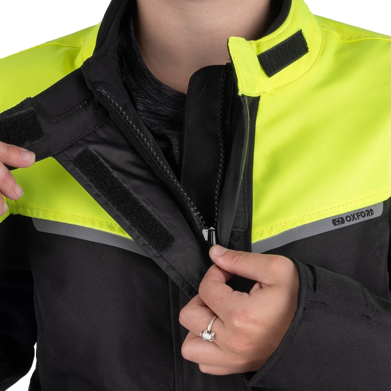 Kurtka motocyklowa damska Oxford Spartan Long WP czarno-fluo-żółta