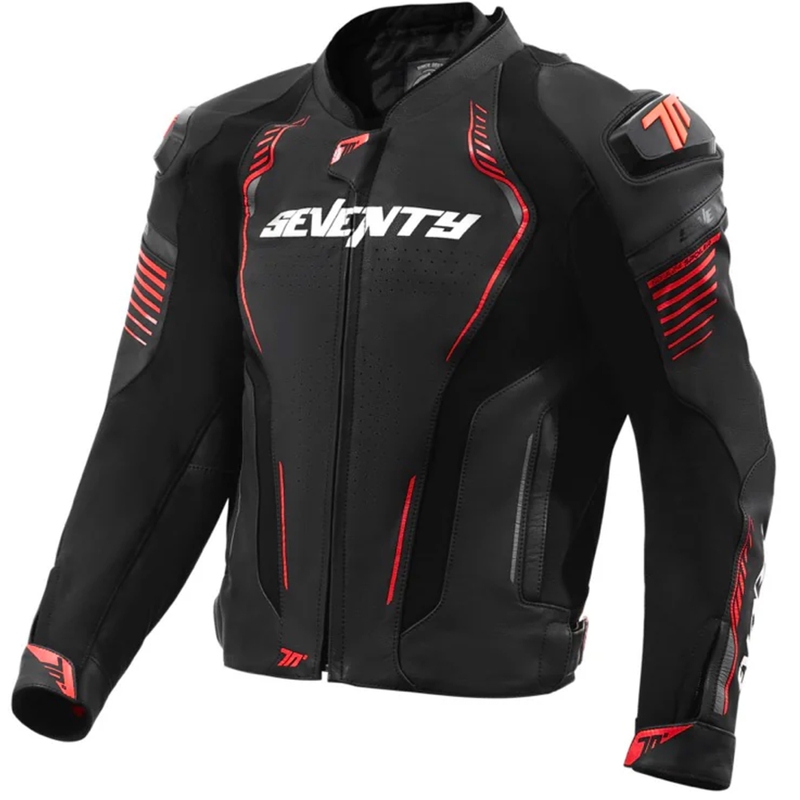 Kurtka motocyklowa skórzana Seventy Degrees SD-JL24 Spoiler czarno-czerwona