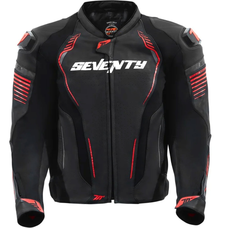 Kurtka motocyklowa skórzana Seventy Degrees SD-JL24 Spoiler czarno-czerwona