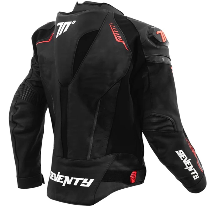 Kurtka motocyklowa skórzana Seventy Degrees SD-JL24 Spoiler czarno-czerwona