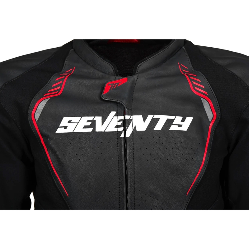 Kurtka motocyklowa skórzana Seventy Degrees SD-JL24 Spoiler czarno-czerwona