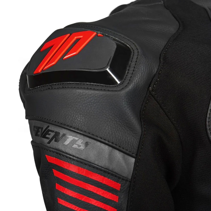 Kurtka motocyklowa skórzana Seventy Degrees SD-JL24 Spoiler czarno-czerwona