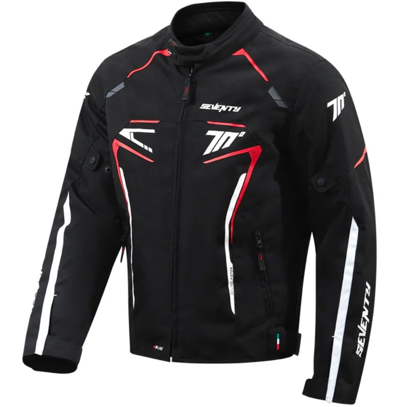 Kurtka motocyklowa Seventy Degrees SD-JR65 Piston czarno-czerwono-biała