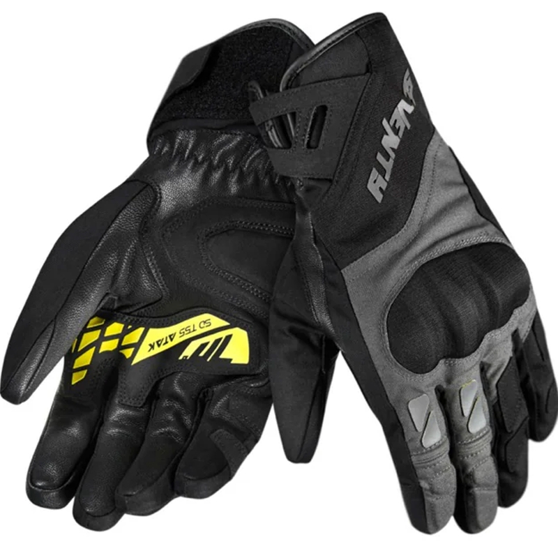 Rękawice motocyklowe Seventy Degrees SD-T55 Atak w kolorze czarno-fluo-żółtym