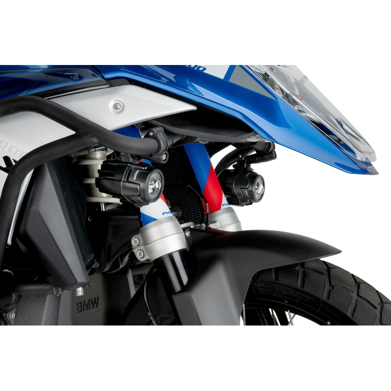 Auxiliary lights PUIG BEAM black set with accessories, homologated