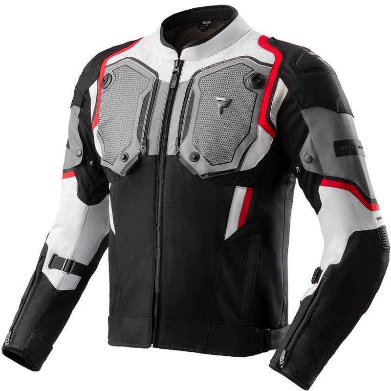 Kurtka motocyklowa Rebelhorn Borg II czarno-szaro-czerwona