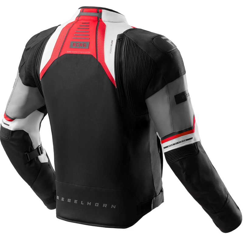 Kurtka motocyklowa Rebelhorn Borg II czarno-szaro-czerwona