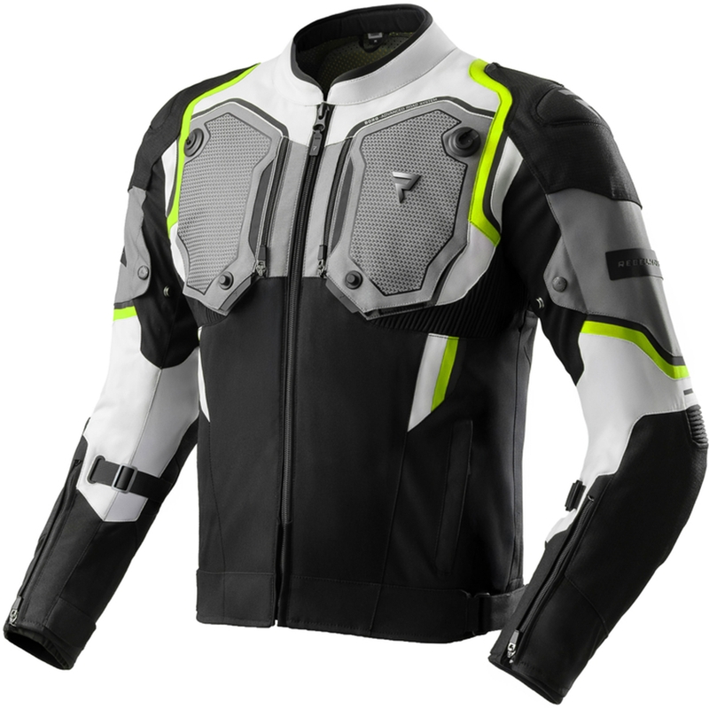 Kurtka motocyklowa Rebelhorn Borg II czarno-szaro-fluo-żółta