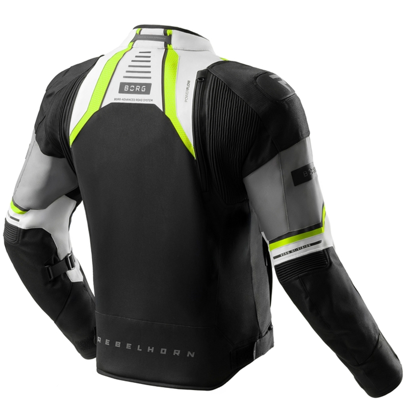 Kurtka motocyklowa Rebelhorn Borg II czarno-szaro-fluo-żółta