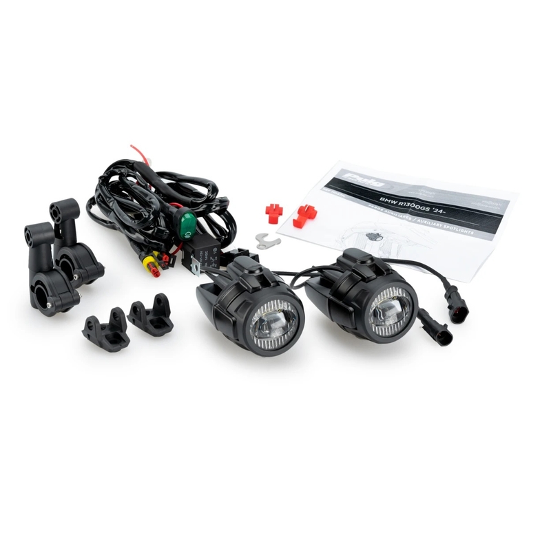 Auxiliary lights PUIG BEAM black set with accessories, homologated