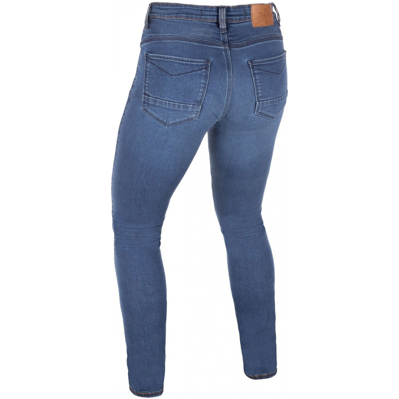 Damskie jeansy motocyklowe Oxford Sofia AA proste krótkie jeansy niebieskie
