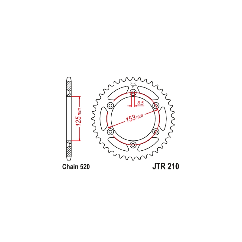 Rear sprocket JT 45T, 520