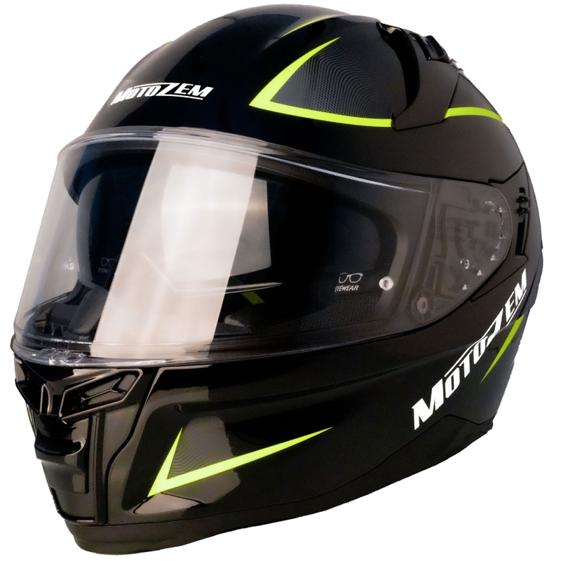 Kask motocyklowy integralny MotoZem Guardian czarno-żółty - II. jakość