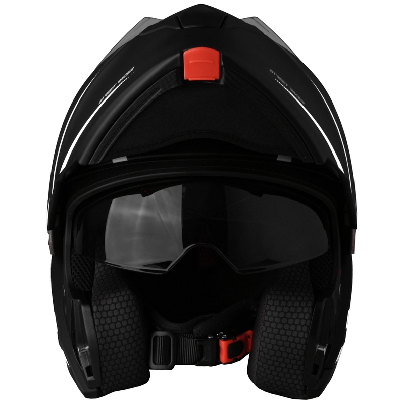Kask motocyklowy składany Street Racer Fury, matowo-czarno-biały - II. jakość