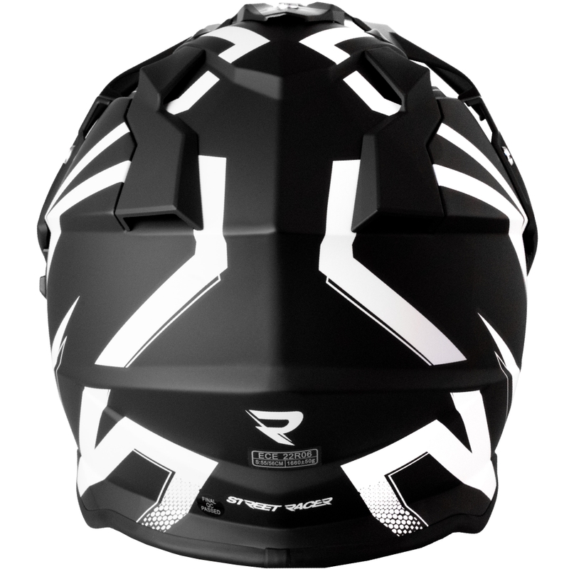 Kask motocyklowy Enduro Street Racer Ignite matowo-czarno-biały - II. jakość