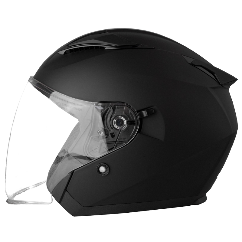 Otwarty kask motocyklowy Street Racer Sonic matowa czerń - II. jakość
