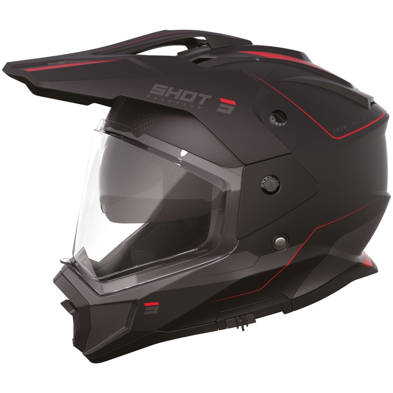 Kask motocyklowy enduro Shot Trek Rally matowy czarno-czerwony