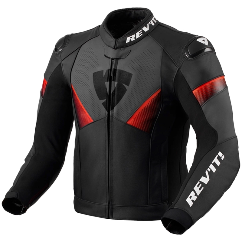 Kurtka motocyklowa skórzana Revit Argon 2 czarno-fluo czerwona