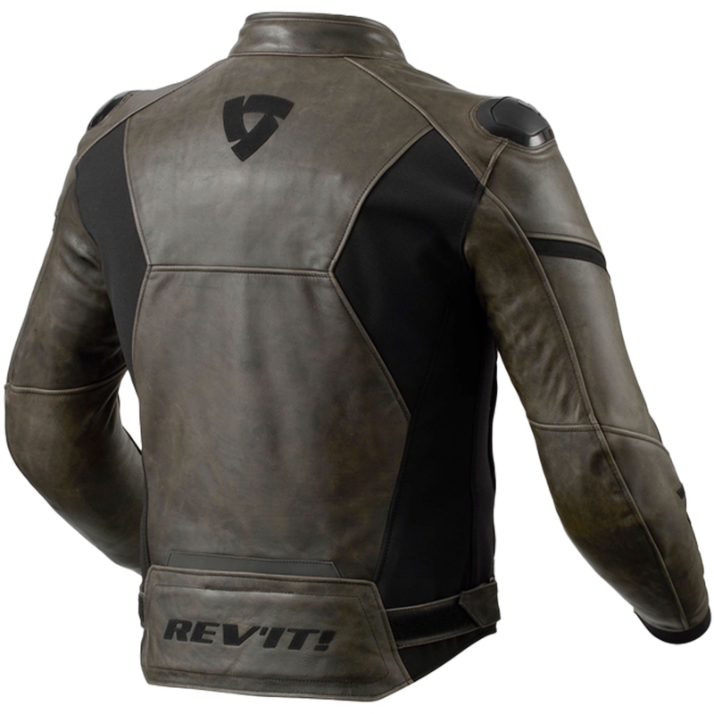 Skórzana kurtka motocyklowa Revit Parallax w kolorze ciemnej oliwki