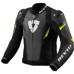 Skórzana kurtka motocyklowa Revit Control w kolorze czarno-fluo żółtym