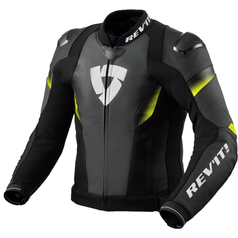 Skórzana kurtka motocyklowa Revit Control w kolorze czarno-fluo żółtym