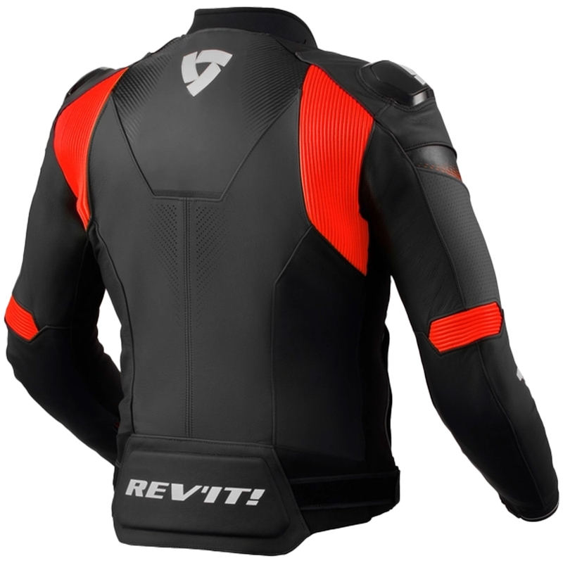 Skórzana kurtka motocyklowa Revit Control w kolorze czarno-fluo-czerwonym