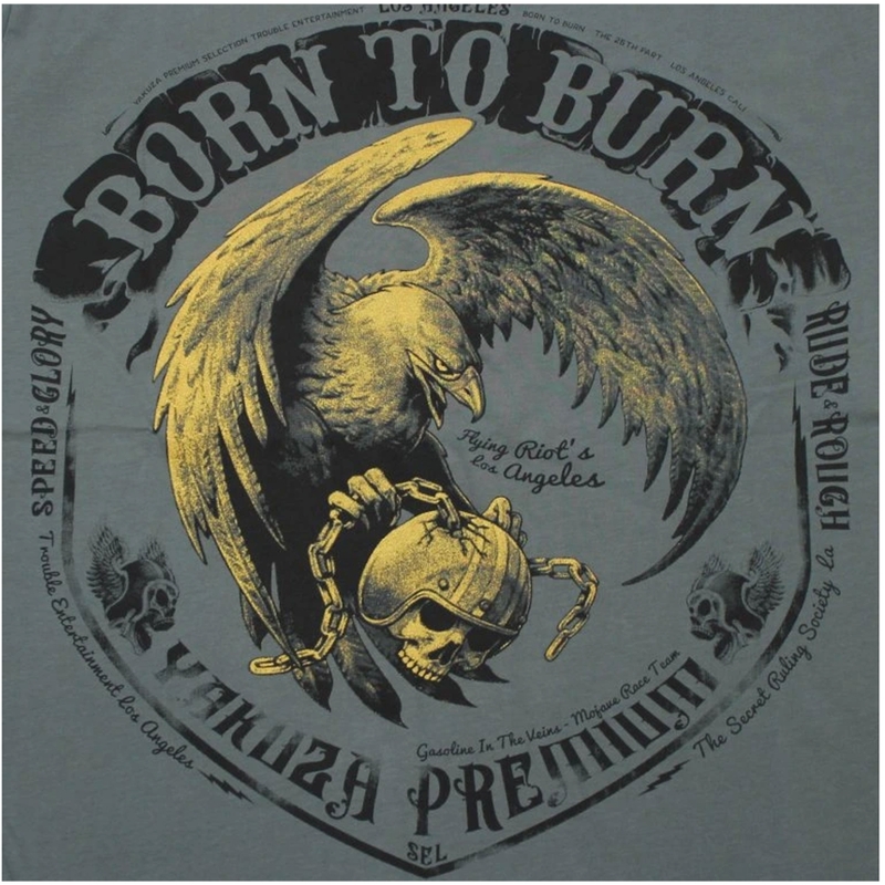 Koszulka Yakuza Premium Born To Burn Flying Riots Los Angeles w kolorze oliwkowo-zielonym