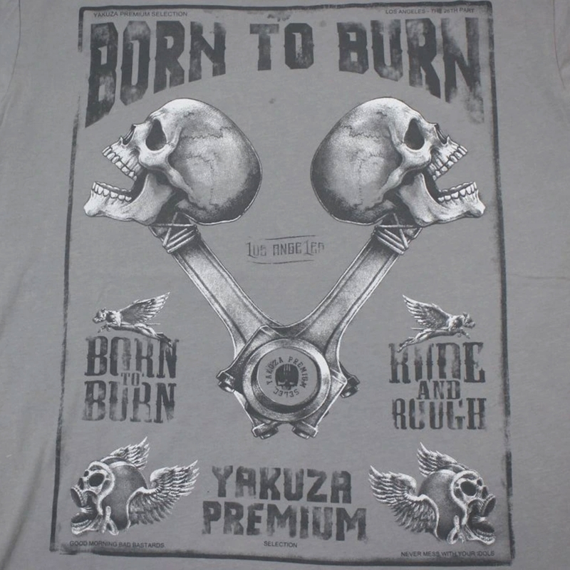 Koszulka Yakuza Premium Rude and Rough Born to Burn - Los Angeles szara