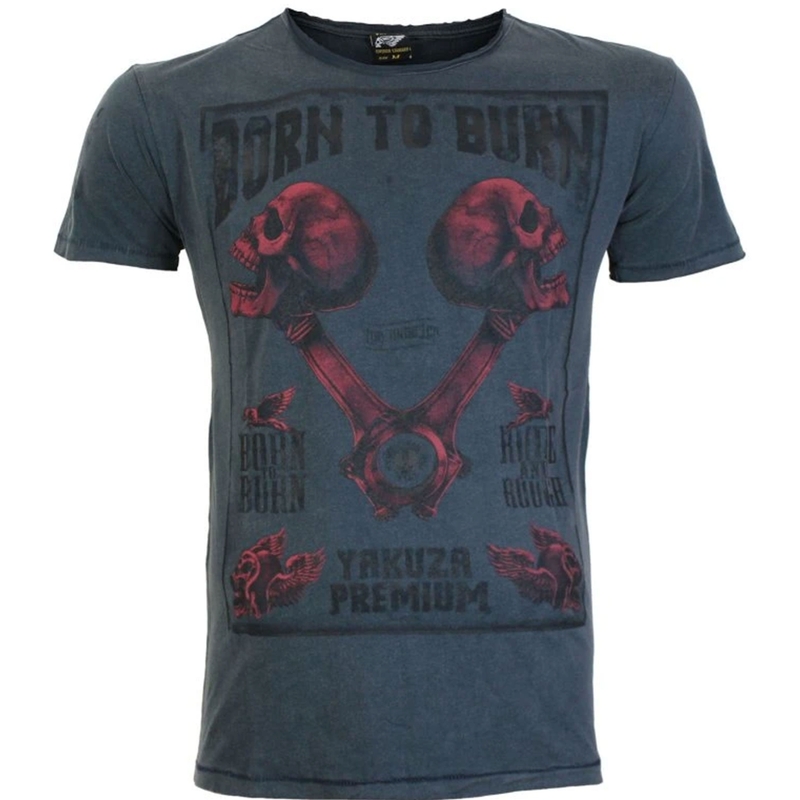 Koszulka Yakuza Premium Rude and Rough Born to Burn - Los Angeles niebieski