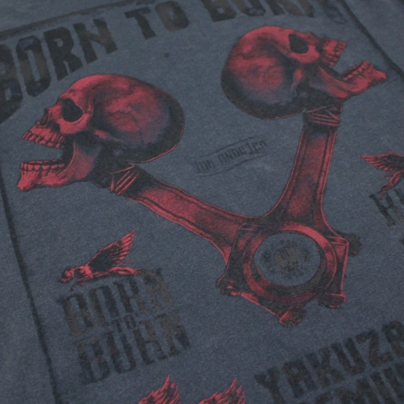 Koszulka Yakuza Premium Rude and Rough Born to Burn - Los Angeles niebieski