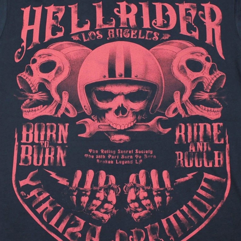 Koszulka Yakuza Premium Hell Rider - Born to Burn ciemnoniebieska