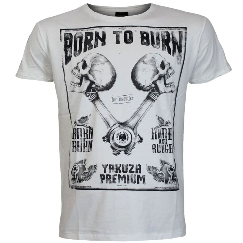 Koszulka Yakuza Premium Rude and Rough Born to Burn - Los Angeles, biała