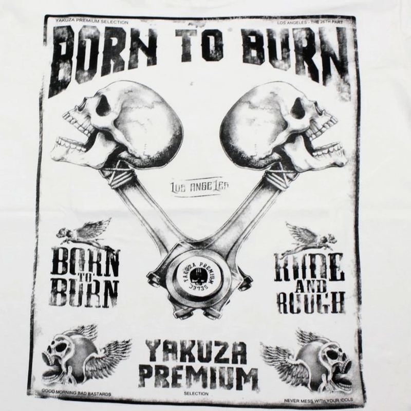 Koszulka Yakuza Premium Rude and Rough Born to Burn - Los Angeles, biała