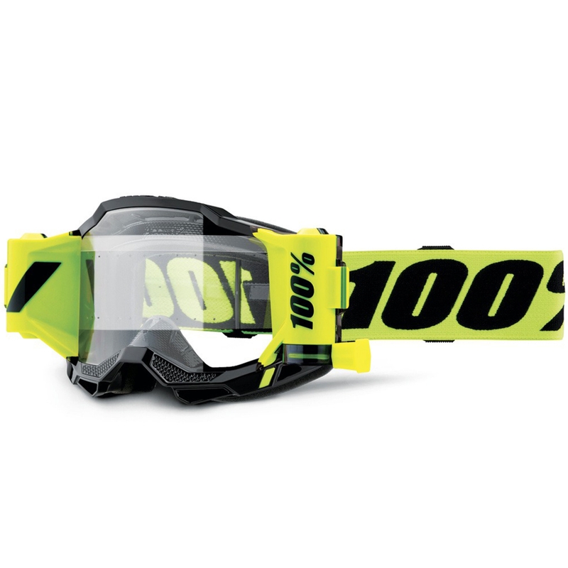 Gogle motocrossowe 100% Accuri 2 Forecast fluo żółte z przezroczystym pleksiglasem