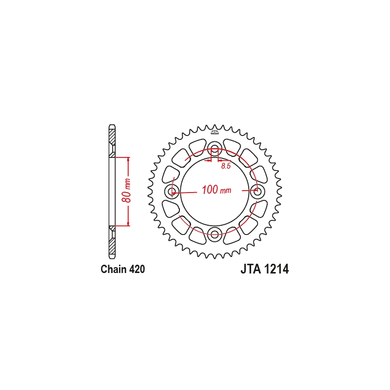 Rear ALU sprocket JT 38T, 420 Black