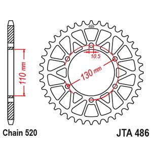 Rear ALU sprocket JT JTA 486-46BLK 46T, 520 Black