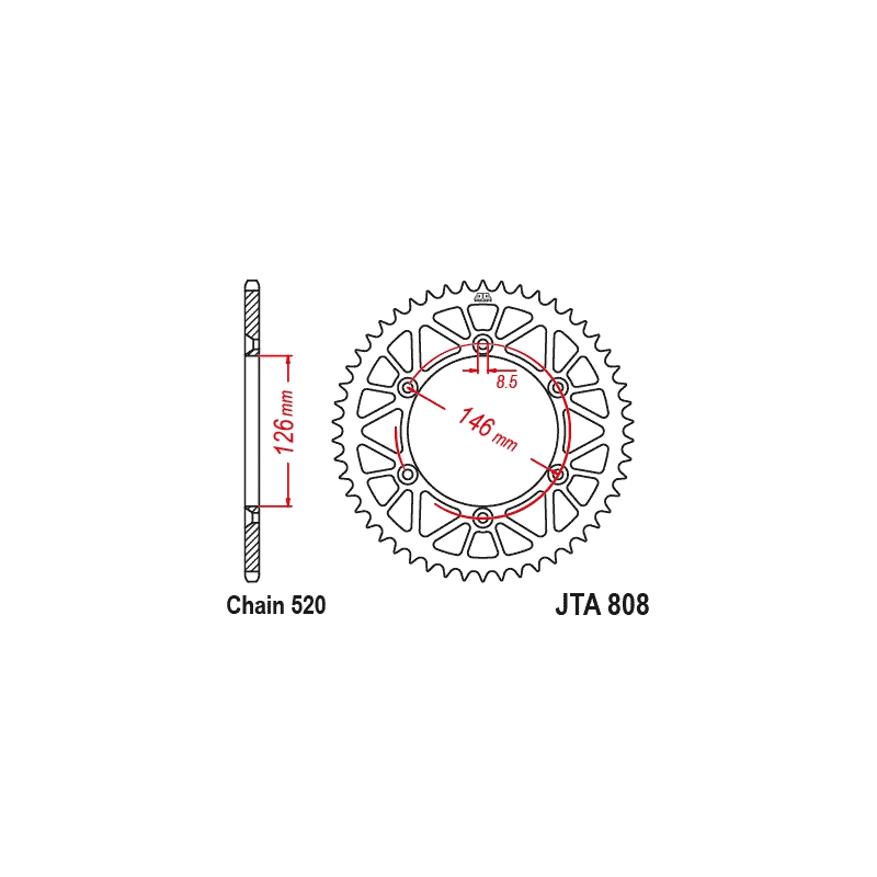 Rear ALU sprocket JT 49T, 520 Black