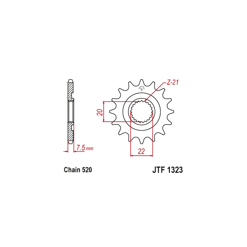 Front sprocket JT 13T, 520