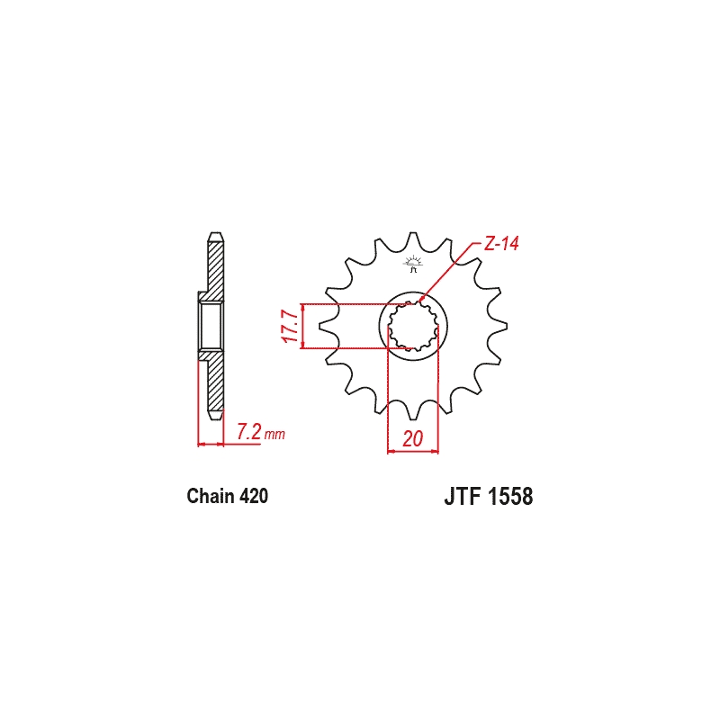 Front sprocket JT 14T, 420