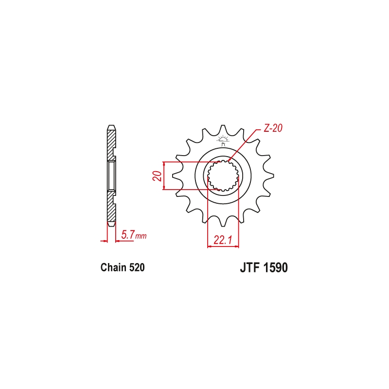 Front sprocket JT 13T, 520