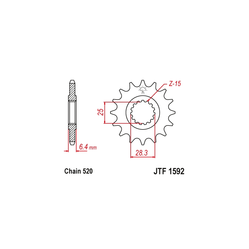 Front sprocket JT 14T, 520 rubber cushioned
