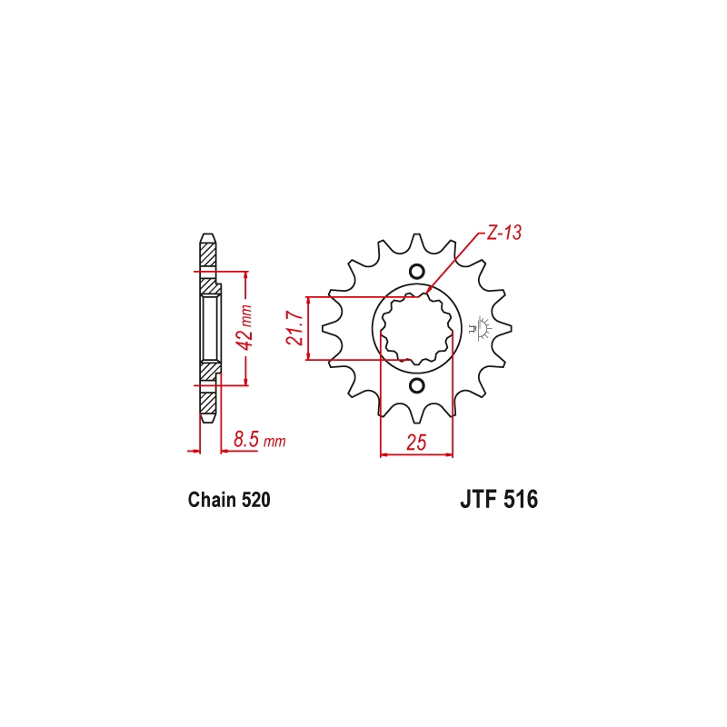 Front sprocket JT 16T, 520