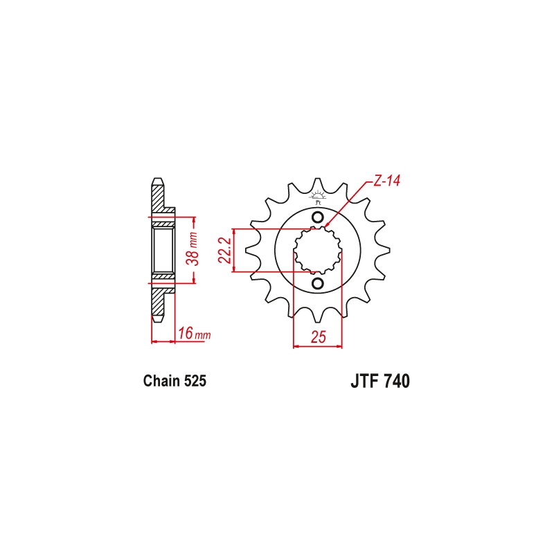 Front sprocket JT 15T, 525