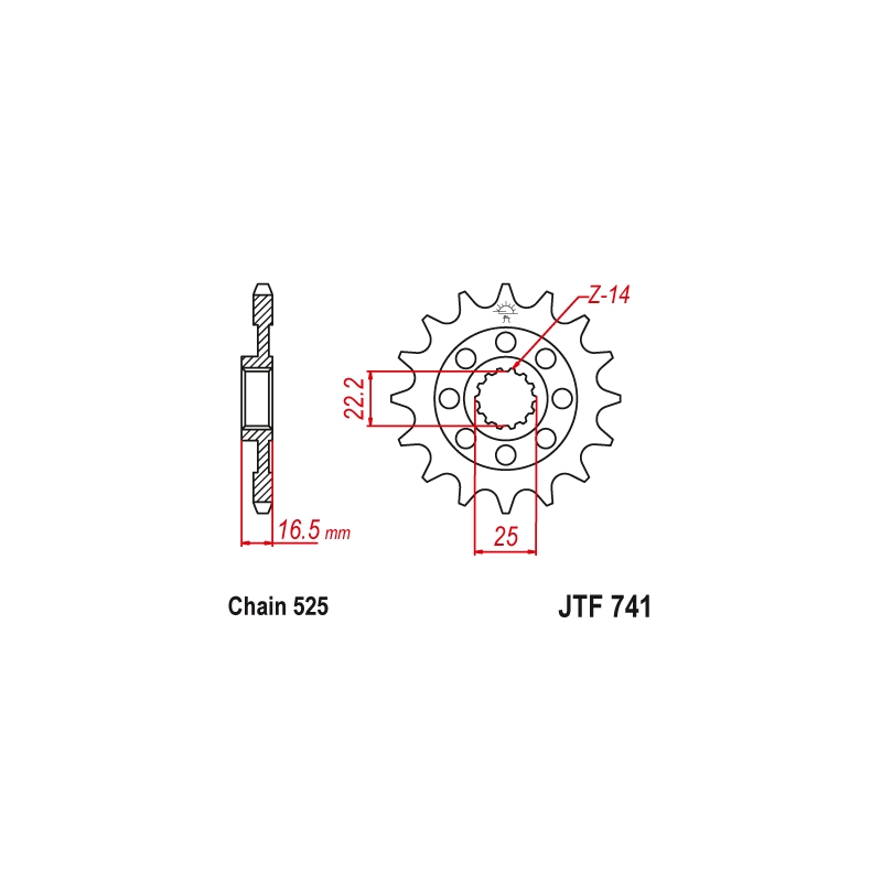 Front sprocket JT 15T, 525