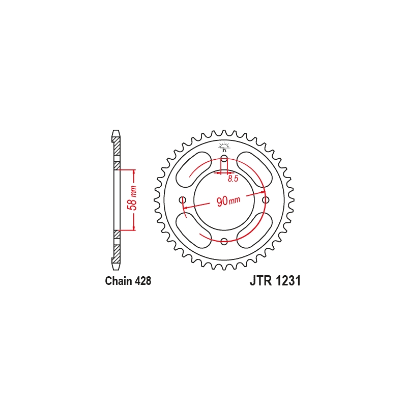 Rear sprocket JT 36T, 428