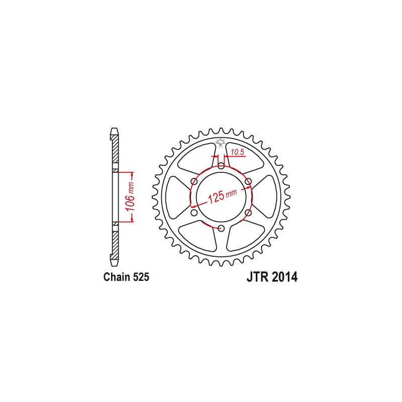 Rear sprocket JT 48T, 525 Black Zinc
